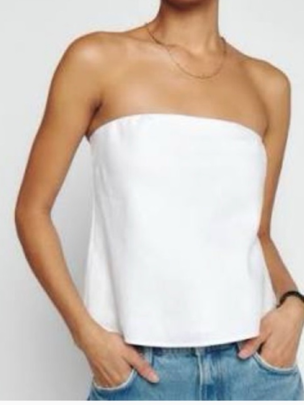 Like new - Reformation White Linen Spritz strapless Top